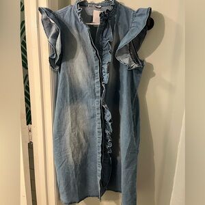 NWOT Mazik ruffle denim dress